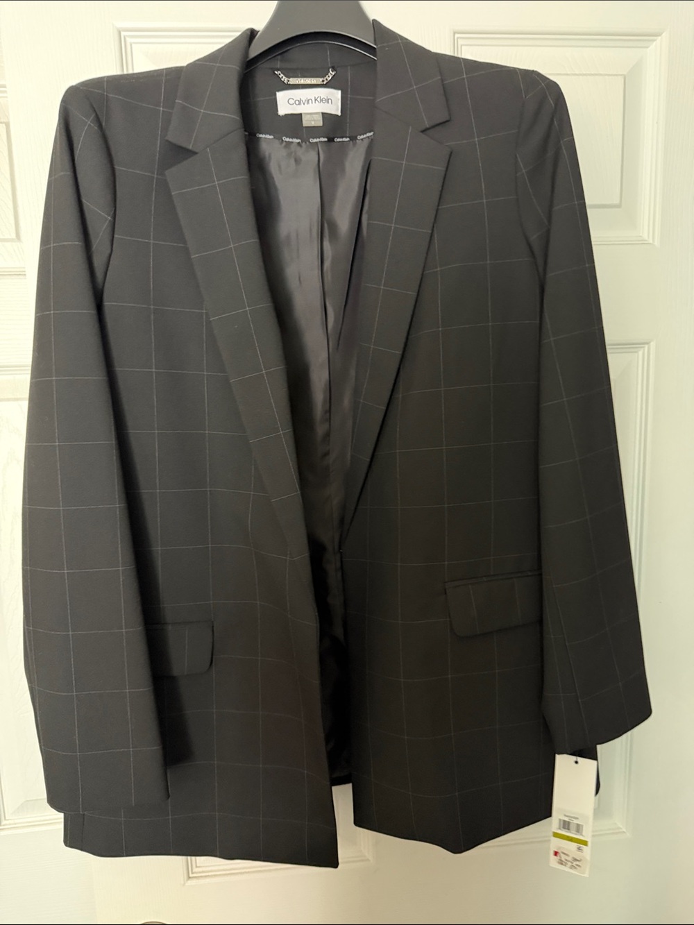Calvin Klein Women’s Black Windowpane Blazer